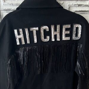 Hitched Sequin Bridal Black Fringe Cropped Jacket #105